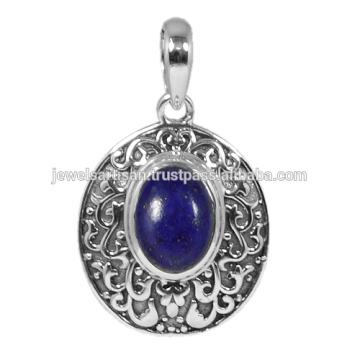 Natural Lapis Gemstone 925 Sterling Silver Pendant